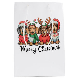 Prettig kerstfeest Dox Miniatuur hond Moppige Pup Medium Cadeauzakje