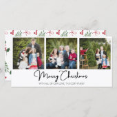 Prettig kerstfeest Drie afbeeldingen platte kerstk Feestdagenkaart (Voorkant / Achterkant)