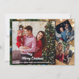 Prettig kerstfeest drie familie Foto Feestdagenkaart