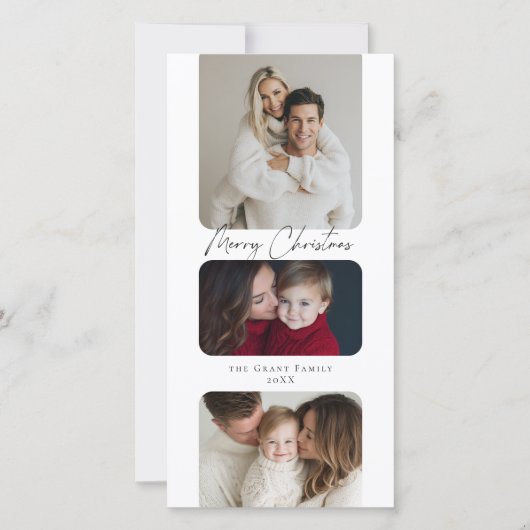 Prettig kerstfeest Drie foto's Vakantie Feestdagenkaart (Voorkant)