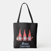 Prettig kerstfeest Drie Kabouters Zwarte Boodschap Tote Bag (Achterkant)