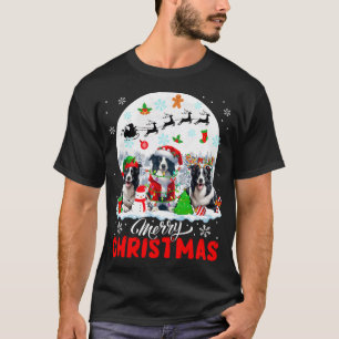 Prettig kerstfeest Drie Kerstman Elf Rendier Rand T-shirt