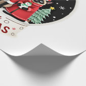Prettig kerstfeest Drie Kerstman Elf Rendier Siame Cadeaupapier (Hoek)