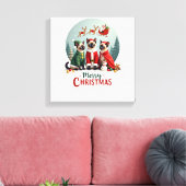 Prettig kerstfeest Drie Kerstman Elf Rendier Siame Canvas Afdruk (Insitu (Woonkamer))