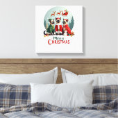 Prettig kerstfeest Drie Kerstman Elf Rendier Siame Canvas Afdruk (Insitu (Slaapkamer))