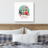 Prettig kerstfeest Drie Kerstman Elf Rendier Siame Canvas Afdruk (Insitu (Slaapkamer))