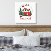 Prettig kerstfeest Drie Kerstman Elf Rendier Siame Canvas Afdruk (Insitu (Slaapkamer))