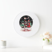 Prettig kerstfeest Drie Kerstman Elf Rendier Siame Grote Klok (Huis)