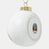Prettig kerstfeest Drie Kerstman Elf Rendier Siame Keramische Bal Ornament (Links)