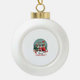 Prettig kerstfeest Drie Kerstman Elf Rendier Siame Keramische Bal Ornament