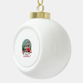 Prettig kerstfeest Drie Kerstman Elf Rendier Siame Keramische Bal Ornament (Rechts)