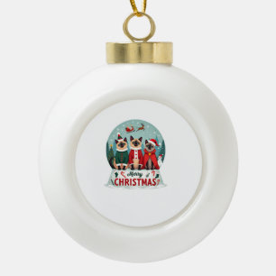 Prettig kerstfeest Drie Kerstman Elf Rendier Siame Keramische Bal Ornament