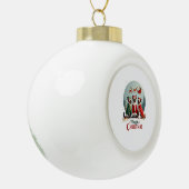 Prettig kerstfeest Drie Kerstman Elf Rendier Siame Keramische Bal Ornament (Links)