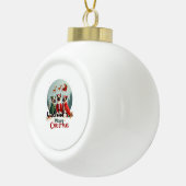 Prettig kerstfeest Drie Kerstman Elf Rendier Siame Keramische Bal Ornament (Rechts)