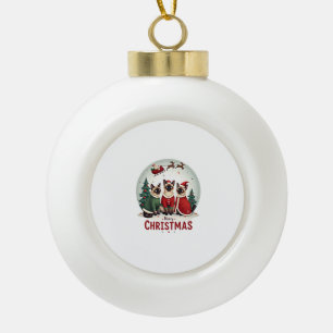 Prettig kerstfeest Drie Kerstman Elf Rendier Siame Keramische Bal Ornament