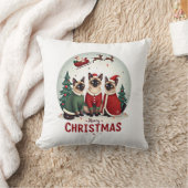 Prettig kerstfeest Drie Kerstman Elf Rendier Siame Kussen (Deken)
