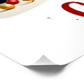 Prettig kerstfeest Drie Kerstman Elf Rendier Siame Perfect Poster (Hoek)