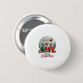 Prettig kerstfeest Drie Kerstman Elf Rendier Siame Ronde Button 5,7 Cm (Voorkant /achterkant)
