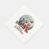 Prettig kerstfeest Drie Kerstman Elf Rendier Siame Servet (Hoek)