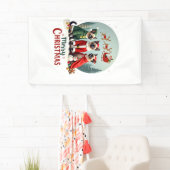 Prettig kerstfeest Drie Kerstman Elf Rendier Siame Spandoek (Insitu)