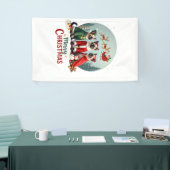 Prettig kerstfeest Drie Kerstman Elf Rendier Siame Spandoek (Beurs)