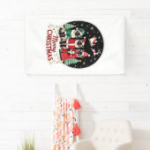 Prettig kerstfeest Drie Kerstman Elf Rendier Siame Spandoek (Insitu)