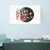 Prettig kerstfeest Drie Kerstman Elf Rendier Siame Spandoek (Beurs)