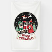 Prettig kerstfeest Drie Kerstman Elf Rendier Siame Spandoek (Verticaal)