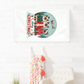 Prettig kerstfeest Drie Kerstman Elf Rendier Siame Spandoek (Insitu)