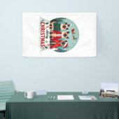 Prettig kerstfeest Drie Kerstman Elf Rendier Siame Spandoek (Beurs)