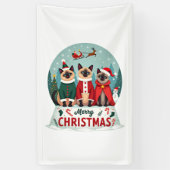 Prettig kerstfeest Drie Kerstman Elf Rendier Siame Spandoek (Verticaal)