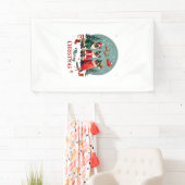 Prettig kerstfeest Drie Kerstman Elf Rendier Siame Spandoek (Insitu)