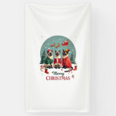Prettig kerstfeest Drie Kerstman Elf Rendier Siame Spandoek (Verticaal)