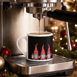 Prettig Kerstfeest Drie Rode Gnome Espresso Mok