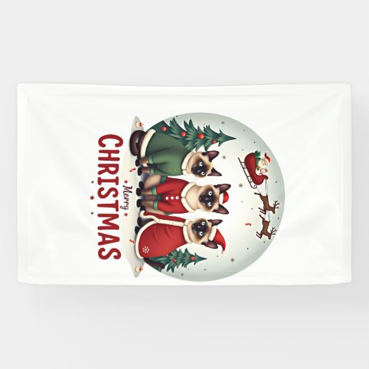 Prettig kerstfeest Drie Sinterklaas Elf Rendier Si Spandoek (Horizontaal)