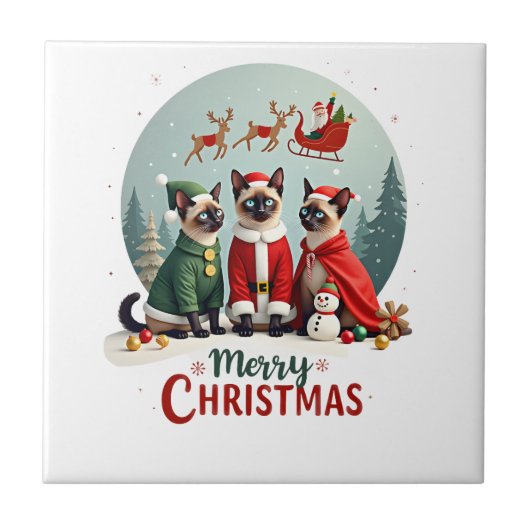 Prettig kerstfeest Drie Sinterklaas Elf Rendier Si Tegeltje (Voorkant)