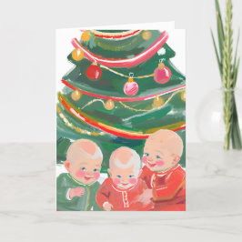 Prettig kerstfeest drieling bedankkaart