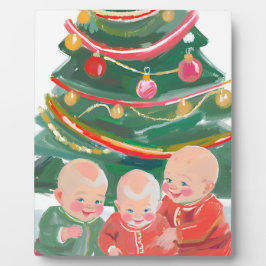 Prettig kerstfeest drieling fotoplaat