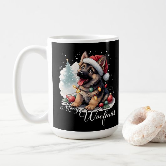 Prettig Kerstfeest Duitse Herdershond Koffiemok (Met donut)