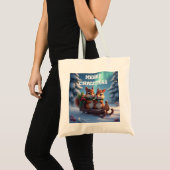 Prettig kerstfeest eekhoorns tote bag (Voorkant (product))