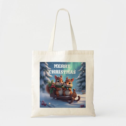 Prettig kerstfeest eekhoorns tote bag (Voorkant)