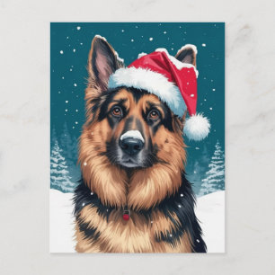 Prettig kerstfeest Een Duitse herdershond in kerst Briefkaart