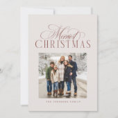 Prettig kerstfeest eenvoudig elegant neutraal foto feestdagenkaart (Voorkant)