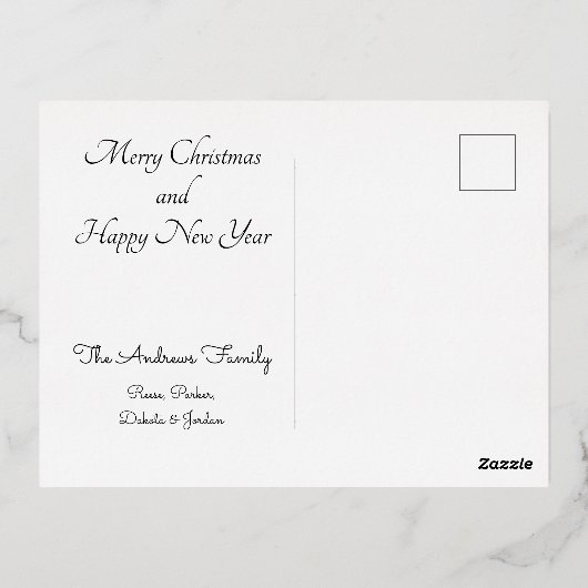 Prettig Kerstfeest, Eenvoudig Folie Feestdagen Briefkaart (Achterkant)