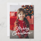 Prettig kerstfeest eenvoudig informeel script drie feestdagenkaart (Voorkant)