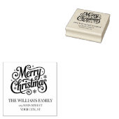 Prettig kerstfeest eenvoudig script retouradres  rubberstempel (Gestempeld)