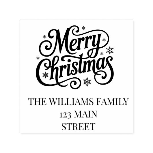 Prettig kerstfeest eenvoudig script retouradres zelfinktende stempel (Design)