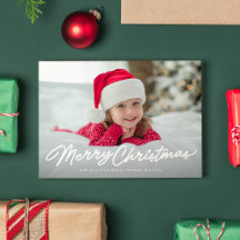 Prettig kerstfeest eenvoudig script twee foto's