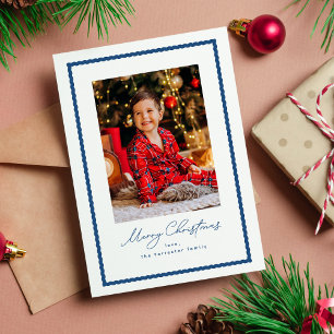 Prettig kerstfeest eenvoudige blauwe golvende kade feestdagenkaart