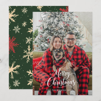 Prettig kerstfeest eenvoudige één foto familie Vak Feestdagenkaart